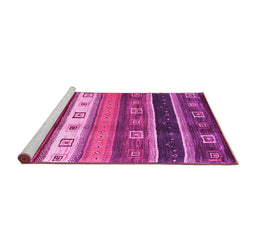 Sideview of Machine Washable Abstract Pink Contemporary Rug, wshcon2905pnk