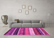 Machine Washable Abstract Pink Contemporary Rug in a Living Room, wshcon2905pnk