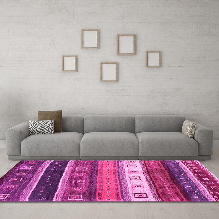 Machine Washable Abstract Pink Contemporary Rug in a Living Room, wshcon2905pnk