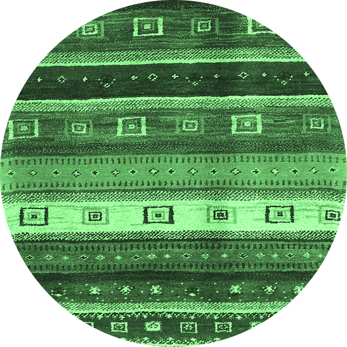 Round Machine Washable Abstract Emerald Green Contemporary Area Rugs, wshcon2905emgrn
