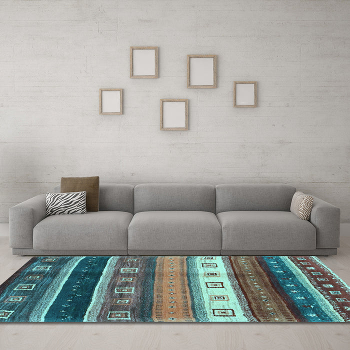Machine Washable Abstract Light Blue Contemporary Rug in a Living Room, wshcon2905lblu