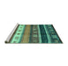 Sideview of Machine Washable Abstract Turquoise Contemporary Area Rugs, wshcon2905turq