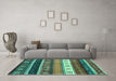 Machine Washable Abstract Turquoise Contemporary Area Rugs in a Living Room,, wshcon2905turq