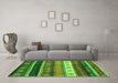 Machine Washable Abstract Green Contemporary Area Rugs in a Living Room,, wshcon2905grn