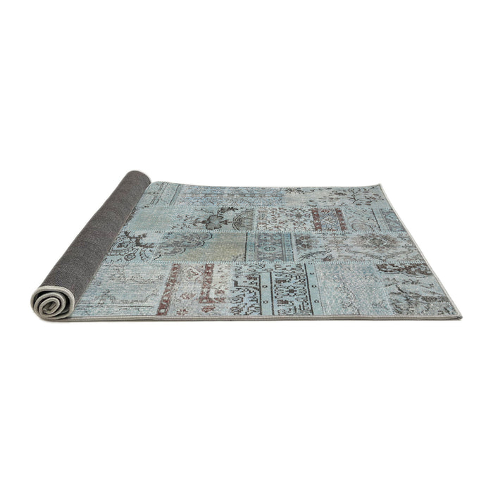 Thickness of Contemporary Silver Gray Patchwork Rug, con2906