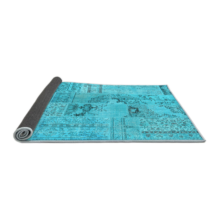 Sideview of Patchwork Light Blue Transitional Rug, con2906lblu