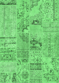 Patchwork Emerald Green Transitional Rug, con2906emgrn