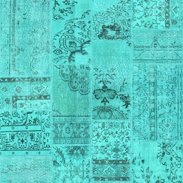 Machine Washable Patchwork Turquoise Transitional Area Rugs, wshcon2906turq