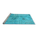 Sideview of Machine Washable Patchwork Light Blue Transitional Rug, wshcon2906lblu