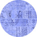 Round Patchwork Blue Transitional Rug, con2906blu