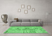 Machine Washable Patchwork Emerald Green Transitional Area Rugs in a Living Room,, wshcon2906emgrn