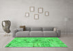 Machine Washable Patchwork Green Transitional Area Rugs in a Living Room,, wshcon2906grn