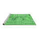 Sideview of Machine Washable Patchwork Emerald Green Transitional Area Rugs, wshcon2906emgrn