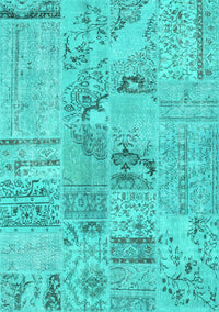 Patchwork Turquoise Transitional Rug, con2906turq