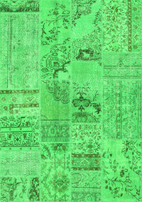 Patchwork Green Transitional Rug, con2906grn