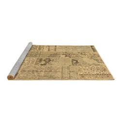 Sideview of Machine Washable Patchwork Brown Transitional Rug, wshcon2906brn