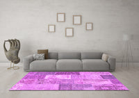 Machine Washable Patchwork Pink Transitional Rug, wshcon2907pnk