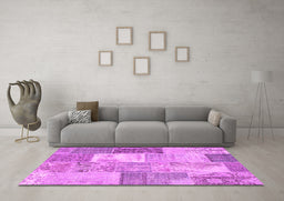 Machine Washable Patchwork Pink Transitional Rug in a Living Room, wshcon2907pnk