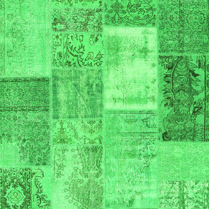 Serging Thickness of Machine Washable Patchwork Green Transitional Area Rugs, wshcon2907grn