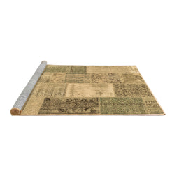 Sideview of Machine Washable Patchwork Brown Transitional Rug, wshcon2907brn