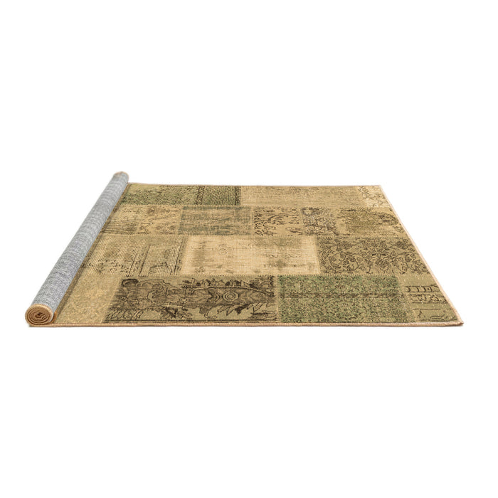 Sideview of Machine Washable Patchwork Brown Transitional Rug, wshcon2907brn