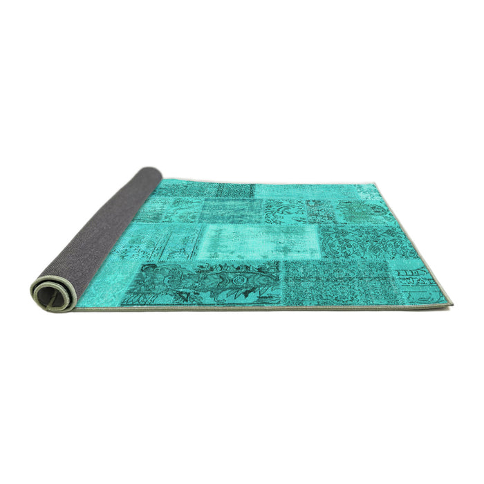 Sideview of Patchwork Turquoise Transitional Rug, con2907turq