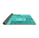 Sideview of Patchwork Turquoise Transitional Rug, con2907turq