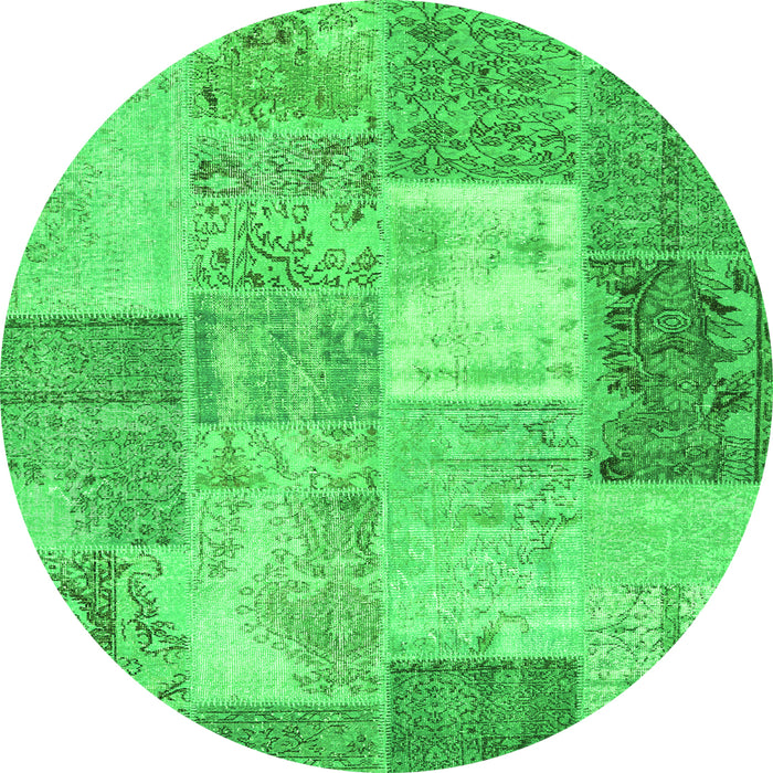 Machine Washable Patchwork Green Transitional Area Rugs, wshcon2907grn