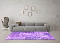 Machine Washable Patchwork Purple Transitional Rug, wshcon2907pur