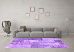 Machine Washable Patchwork Purple Transitional Area Rugs in a Living Room, wshcon2907pur
