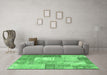 Machine Washable Patchwork Emerald Green Transitional Area Rugs in a Living Room,, wshcon2907emgrn