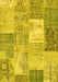 Machine Washable Patchwork Yellow Transitional Rug, wshcon2907yw