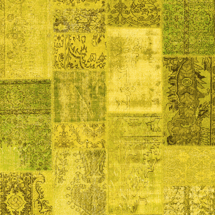 Machine Washable Patchwork Yellow Transitional Rug, wshcon2907yw