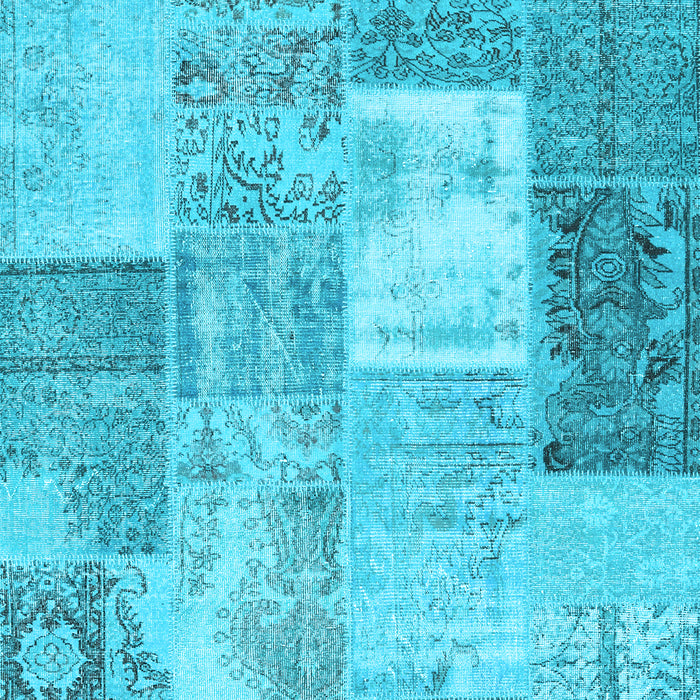 Machine Washable Patchwork Light Blue Transitional Rug, wshcon2907lblu