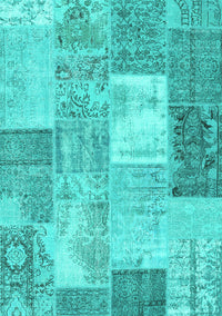 Patchwork Turquoise Transitional Rug, con2907turq