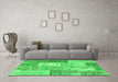 Machine Washable Patchwork Green Transitional Area Rugs in a Living Room,, wshcon2907grn