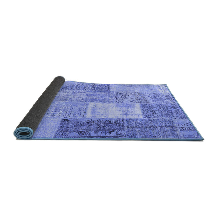 Sideview of Patchwork Blue Transitional Rug, con2907blu