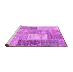 Sideview of Machine Washable Patchwork Pink Transitional Rug, wshcon2907pnk