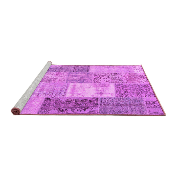 Sideview of Machine Washable Patchwork Pink Transitional Rug, wshcon2907pnk