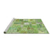 Serging Thickness of Machine Washable Contemporary Green Rug, wshcon2908
