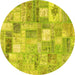 Round Patchwork Yellow Transitional Rug, con2908yw