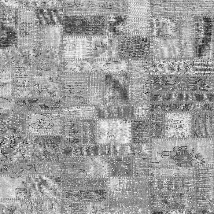 Round Machine Washable Patchwork Gray Transitional Rug, wshcon2908gry