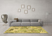 Machine Washable Patchwork Brown Transitional Rug in a Living Room,, wshcon2908brn