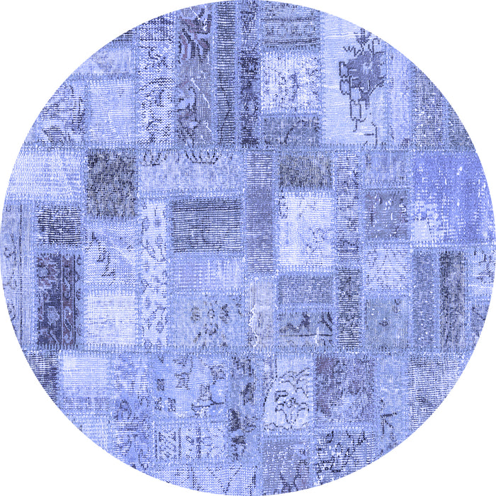 Round Patchwork Blue Transitional Rug, con2908blu