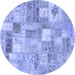 Round Patchwork Blue Transitional Rug, con2908blu