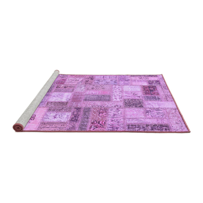 Sideview of Machine Washable Patchwork Purple Transitional Area Rugs, wshcon2908pur