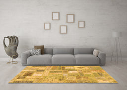 Machine Washable Patchwork Orange Transitional Area Rugs in a Living Room, wshcon2908org