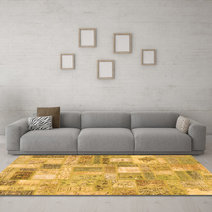 Machine Washable Patchwork Orange Transitional Area Rugs in a Living Room, wshcon2908org