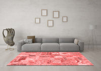Machine Washable Patchwork Red Transitional Rug, wshcon2908red