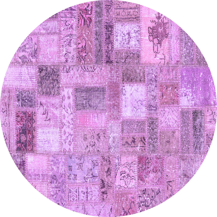 Round Patchwork Purple Transitional Rug, con2908pur